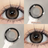 Popxstar  -With 1bottle Lens Liquid Lens Solution 2pcs Myopia Colored Contact Lenses for Eyes Big Black Lens Brown Beauty Pupils