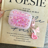 Popxstar Glitter Sequins Bling Earphone Case For AirPods 1 2 3 4 Protective Cover Funda with Keychain for Apple Airpods 3rd 4th Gen Pro 2