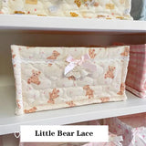 Popxstar  Desktop Square Fabric Art Cotton Storage Basket Ins Style Korean Cute Quilted Storage Basket Clothes Sundries Storage Fram ﻿