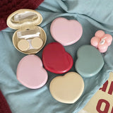 Popxstar Portable Contact Lenses Box Travel Heart With Mirror Tweezer Storage Care Holder Mini Eyes Tool Kit Contact Lens