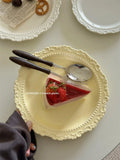 Popxstar French Relief Ceramic Plate Vintage Ceramic Dishes High-end Dining Dishes Dessert Western Cuisine Plate Serving Plates Tableware