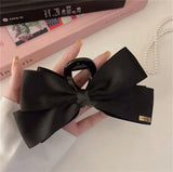 Popxstar Large Black Fabric Bow Grab Hair Clips Women's New Korean Style Hairpin Fashion Shark Cawl Clips Girls Hair Accessories