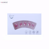 Popxstar  Y2K Style Fake Nails with Silver Star Designs Gradient Purple Press on Nails Medium Length Ballet False Nails for Women Party