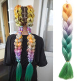 Popxstar Tinsel Jumbo Braiding Hair 4 Tones Ombre Braids Colored Braiding Hair Mix Hair Tinsel  24 inch Festival Rave Hair For Girls Kids
