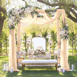 Popxstar Chiffon Champagne Beige Wedding Arch Draping for Ceremony Reception Decora Sheer Fabric Curtains for Party Stage Bridal Shower