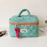 popxstar 3pcs/Set Plaid Cosmetic Bag Set Simple Style Large Capacity Portable Cosmetic Tools Storage Bag for Home Bathroom Toiletry Bag