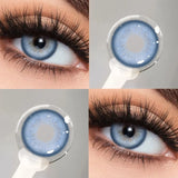 Popxstar  2Pcs Blue Myopia Contact Lenses for Eyes with Degree 0 to -8.00 Degree Brown Iris Lens Fashion Lenses Soft Beauty Pupil