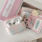 Popxstar Case for AirPods 4 Suitable Girls Silicone Earphone Coque Fashion Pink Plaid Pattern Hard House Pendant for AirPods 1 2 3 Pro 2