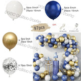 Popxstar Blue Birthday Balloons Arch Kit Birthday Decorations Gold Confetti Navy Blue Baloon Boy Girl Baby Shower Wedding Baptism Decors
