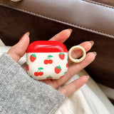 INS Red Strawberries Cherries Pendant Earphone Case For Airpods Pro 2 3 1 4 Protective Cover with Anti-lost Lanyard Accessories