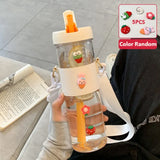 800ML Large Capacity Simple Plastic Water Bottle With Straw Portable Bubble Tea Infuser Filter Girl Student Juice Drinkwater Cup