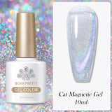 Popxstar 10ml Rainbow Purple Water Light Cat Magnetic Gel Nail Polish Shining Sliver-light Holographics Semi Permanent UV Gel
