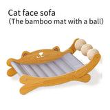 Wooden Cat Scratcher Lounge Bed with Sisal Balls Durable No Mess Scratching Pad 2-in-1 Cat Bed Sofa