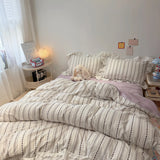 Korean Princess Style Bedding Sets Grand Jacquard Quilt Cover Bedclothes Decor Woman Girls Bedroom Duvet Cover 4pcs