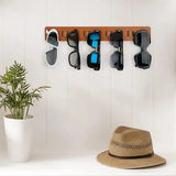 Popxstar Wooden Wall Mounted Sunglasses Storage Rack Eyeglass Organizer Holder Self-adhesive Glasses Hanger  Sunglass Hook Storage Gifts