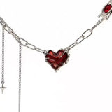 Popxstar Forever Love Heart Shape Pendant Women Necklace Metal Heart Epoxy Resin Beads Charm Beaded Link Chain Girls Necklace Jewelry