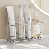 Popxstar  Minimalist Stainless Steel Toothbrush Holder Toothbrush Toothpaste Mouthwash Cup Home Tabletop Storage Rack Bathroom Accessories