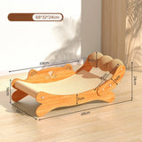 Wooden Cat Scratcher Lounge Bed with Sisal Balls Durable No Mess Scratching Pad 2-in-1 Cat Bed Sofa