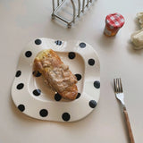 Popxstar Ele White Cerc Western Dinner Plate with  Knot Simple Design Oval ape Fi Plate Home Use Cake Serving Di