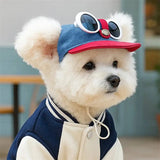 Adjustable Pet Visor Baseball Hat Multiple Patterns Denim Bow Bear Fruit Print Small Breed Dog Sun Protection Headwear