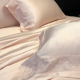 Popxstar  Lyocell Bamboo Fiber Luxury Embroidery Summer Quilt Soft Silky Thin Comforter Blanket With Bed Sheet Pillowcases Bedding Set
