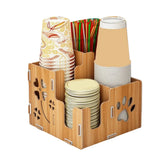 Multi-Cell Disposable Paper Cup Storage Shelf Space Saving Large Capacity Paper Cup Dispenser Durable Cup Straw Storage Rack