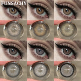 1 Pair Colored Brown Contact Lenses for Eyes Natural Soft Lens Women Makeup Lens Cosmetics Gray Pupils Yearly Daily Use