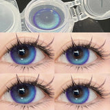1pair/2pcs Blue Comic Eye Fashion Color Contact Lenses Lady with Eye Contact Soft Color Cosmetics Year with Natural Lenses