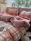 Popxstar Plaid Style Duvet Cover Set with Sheets, Skin Friendly Bedding Set, Twin, Full Size, King, Single, Double Bedding Sets