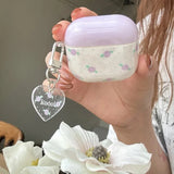 Pink Purple Blue Rose Flower Soft Headphone Protection Cover Case For Apple Airpods 1 2 3 4 Pro 2 Cases Coque Cute with Pendant