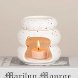 Popxstar  Detachable Ceramic Donut  Essential Oil Burner Waxes Melt Burner Warmer Candle Holder Tabletop Ornament Home Decor Yoga Spa Gift