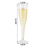 Popxstar  50Pcs Champagne Glasses Disposable Cocktail Cup Plastic Red Wine Cups Tall Glasses Gold Powder Martini Glasses Party Bar