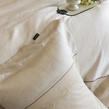 Popxstar  1000TC Egyptian Cotton Brushed Jacquard Embroidery Luxury Solid Color Bedding Set Duvet Cover Flat/Fitted Sheet Pillowcases 4Pcs