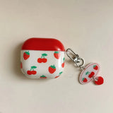 INS Red Strawberries Cherries Pendant Earphone Case For Airpods Pro 2 3 1 4 Protective Cover with Anti-lost Lanyard Accessories