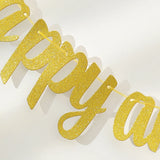 Popxstar 1pc Happy Anniversary glitter flag banner anniversary wedding party decoration pull flowers.