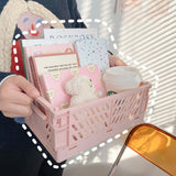 Popxstar  6 Styles Plastic Stackable Foldable Stationary Holder Simple Cute Student Office Desktop Storage Stationery Organizer