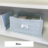 Popxstar  Desktop Square Fabric Art Cotton Storage Basket Ins Style Korean Cute Quilted Storage Basket Clothes Sundries Storage Fram ﻿