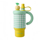 New Coffee Cup for Girls High Appearance Level Checkered InS-style Straw Cup Stainless Steel Portable Handle Insulated Cup
