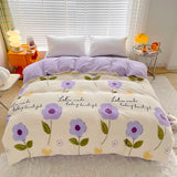 Popxstar  Milk Velvet Floral Duvet Cover, Ultra-Soft Cozy Warm Winter Reversible Plush Comforter Cover, 1 PC Botanical Flower Quilt Cover