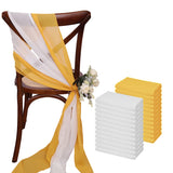 Popxstar 12 Pcs 17x275cm Green  Chiffon Chair Sashes  Wedding Chair Covers Ribbon Wedding Party Aisle Chair Decor