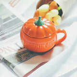 Popxstar  Ceramic Pumpkin Cup Thermos Cup with Lid Exquisite Breakfast Oatmeal Heat-Insulating Scalding-Proof Milk Mug Halloween Gift Cup