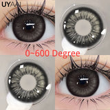 Popxstar  0~600 Myopia Black Lenses Gray Lenses Korean Style Big Eyes Lens Colored Contact Lenses with Degree Prescription Contacts