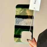 Whirlpool Pattern IND Retro Splicing Green Stripe Phone Case for iPhone 17 11 12 13 14 15 16 Pro Max XS X XR 7 8 Plus 16e Cover