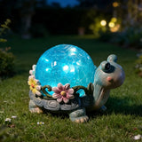 Popxstar  Solar Dog/Turtle Garden Statue Light Solar Cracked Glass Lamp Perfect Garden Gift for Outdoor Lawns, Courtyards, and Patios