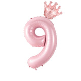 Popxstar  40inch Pastel Light Blue Pink Foil Number Balloon With Crown 1 2 3 4 5 6 Boy Girl Birthday Party Baby Shower Wedding Decoration