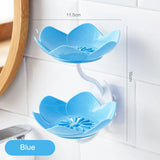 Popxstar  Creative Lotus Flower Soap Box 2 Tier Serving Tray Utensil Holders Suction Wall Tray Floral Soap Dish Shelf Holders Soap Holder