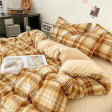 Popxstar Japanese Style Check Queen Duvet Cover Set 1/3 Pcs Soft Washed Quilt Cover and Pillowcase or Only Quilt Covers Blanket Cover Set