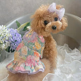 Floral Printed Ruffle Dog Dress Summer Doggie Dress for Small Dog Outfits Teacup Chihuahua Clothes Pet Puppy Birthday Dress