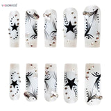 Popxstar  24Pcs Y2K Nails Tips Long Coffin Star Designs Diamond Fake Nails Full Cover Press on Nail Clear Acrylic Stick-on Nails for Girls