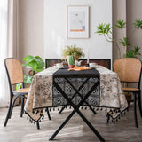 Popxstar  Table Cloth Plain Color Hollow Splicing Small Fresh Dining Table Cloth Restaurant Tablecloth